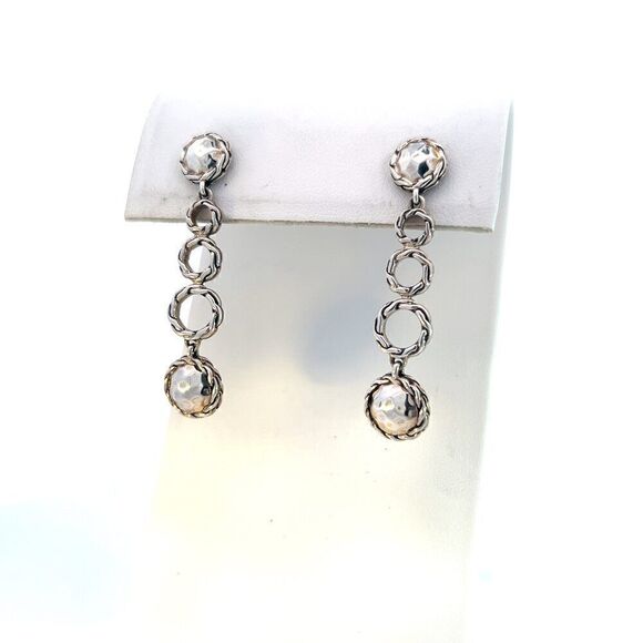 John Hardy Estate Woven Cable Dangle Earrings Sterling Silver JH91 - Picture 3 of 6